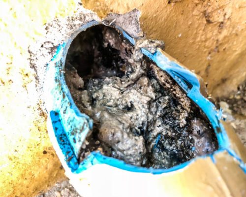 pvc sewer full of garbage , dirty limestone pvc sewer full of garbage , dirty limestone